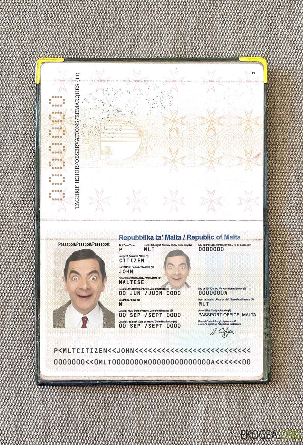 Look photo du passeport de Malte